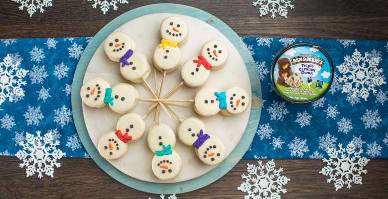 Ice cream snowmen-wiches